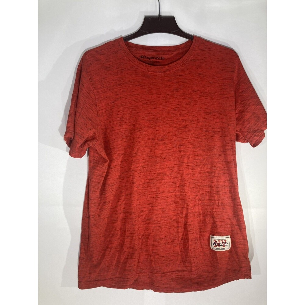 Aeropostale Mens T Shirt Size XL Red Space Dye Heathered Crew Neck Jock Tag NYC